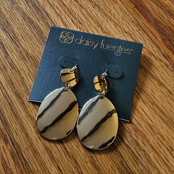 Daisy Fuentes Gold-Tone Mixed Metal Dangle Drop Earrings - Picture 2 of 7